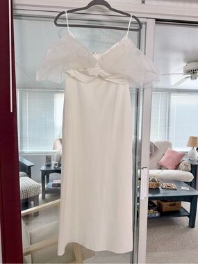 Elegant White Off-Shoulder Slip Dress